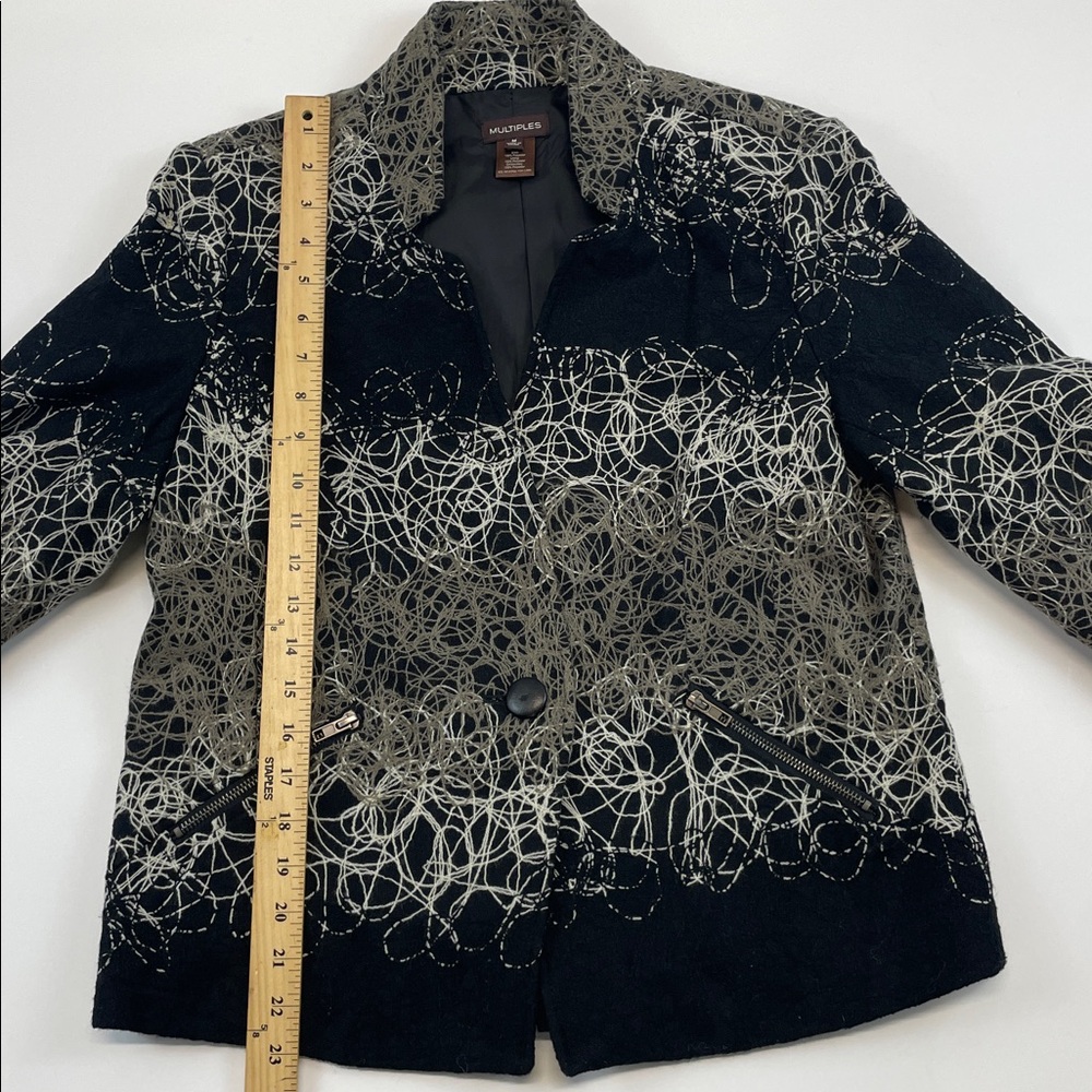Multiples Black Abstract Textured Jacket Blazer Z… - image 5